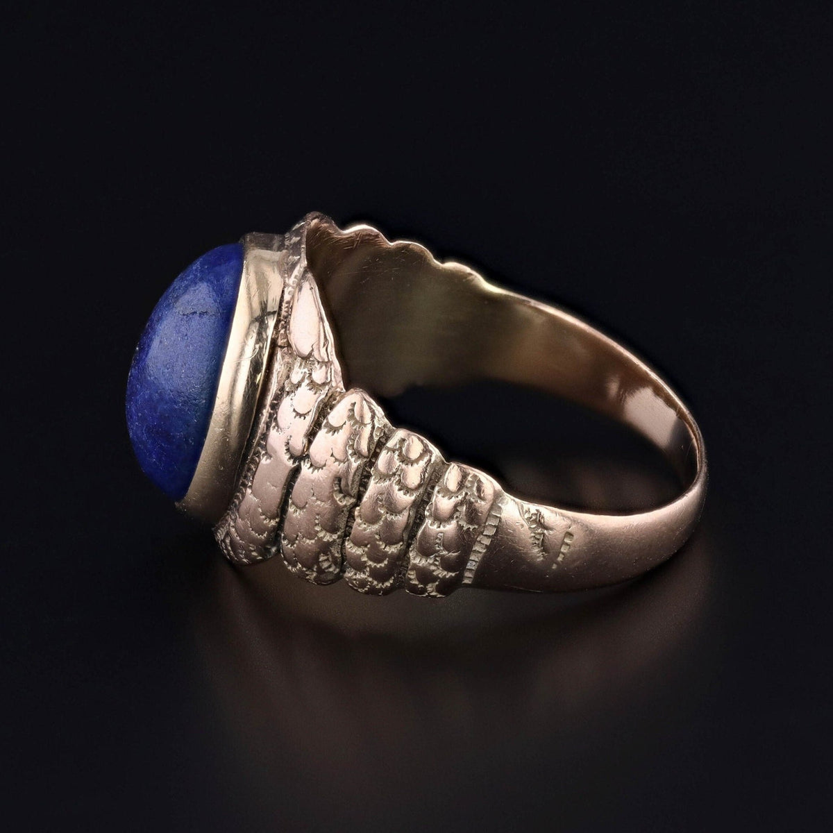 Antique Lapis Lazuli Snake Ring of 10k Gold - Trademark Antiques
