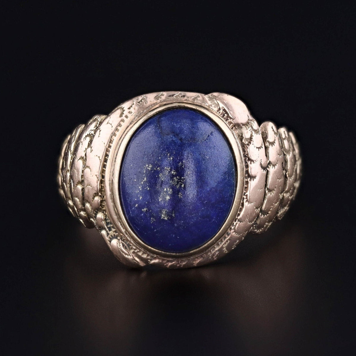 Antique Lapis Lazuli Snake Ring of 10k Gold - Trademark Antiques