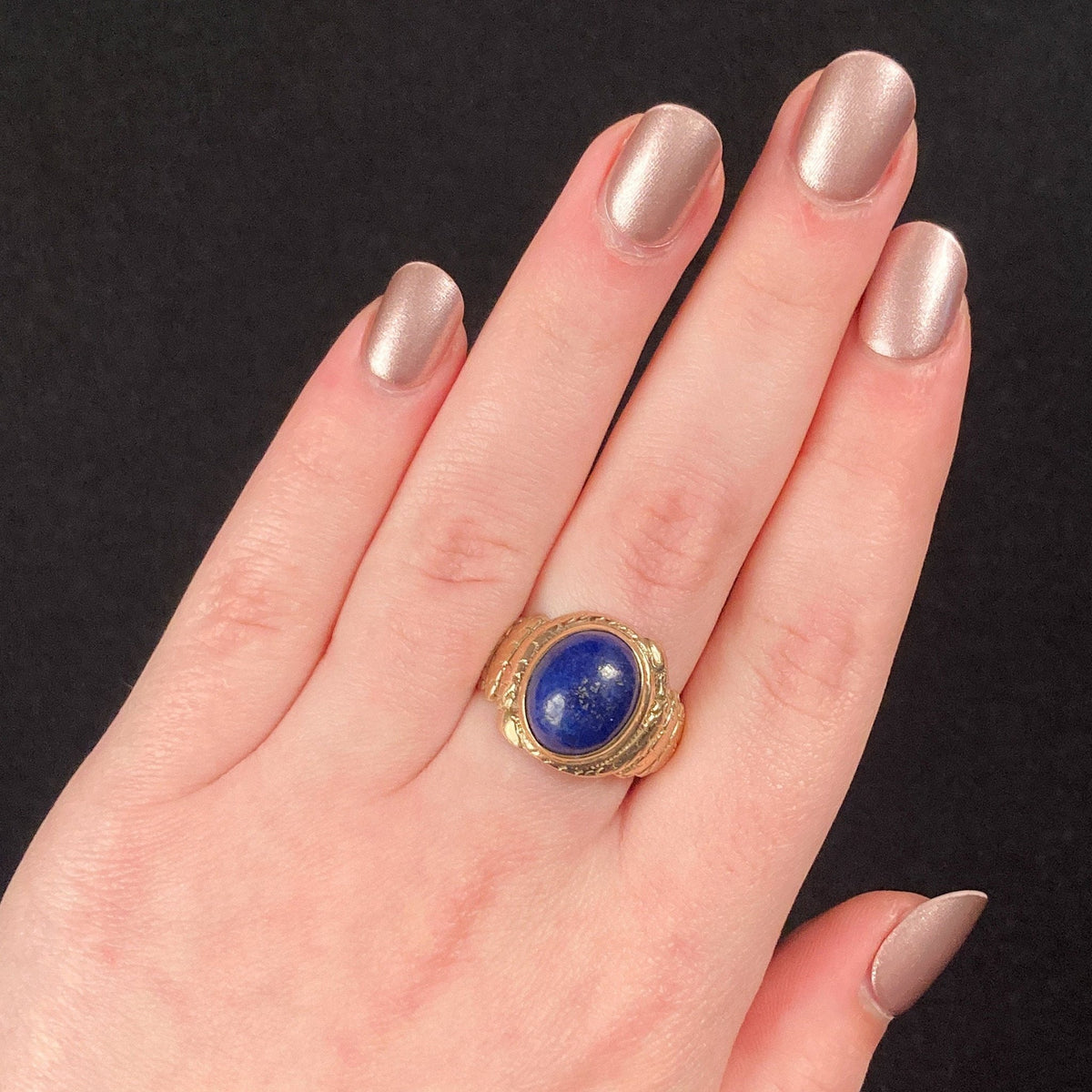 Antique Lapis Lazuli Snake Ring of 10k Gold - Trademark Antiques