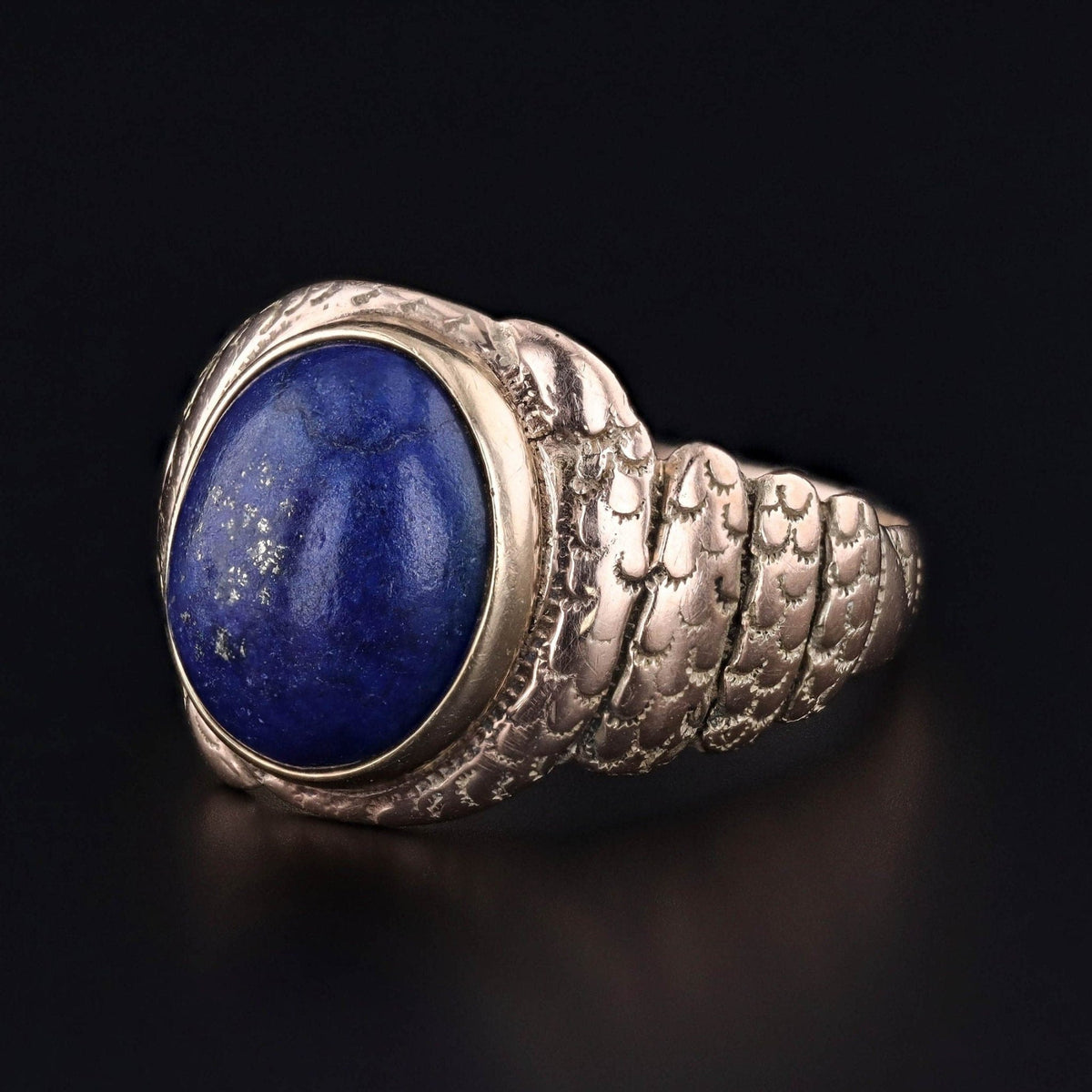 Antique Lapis Lazuli Snake Ring of 10k Gold - Trademark Antiques