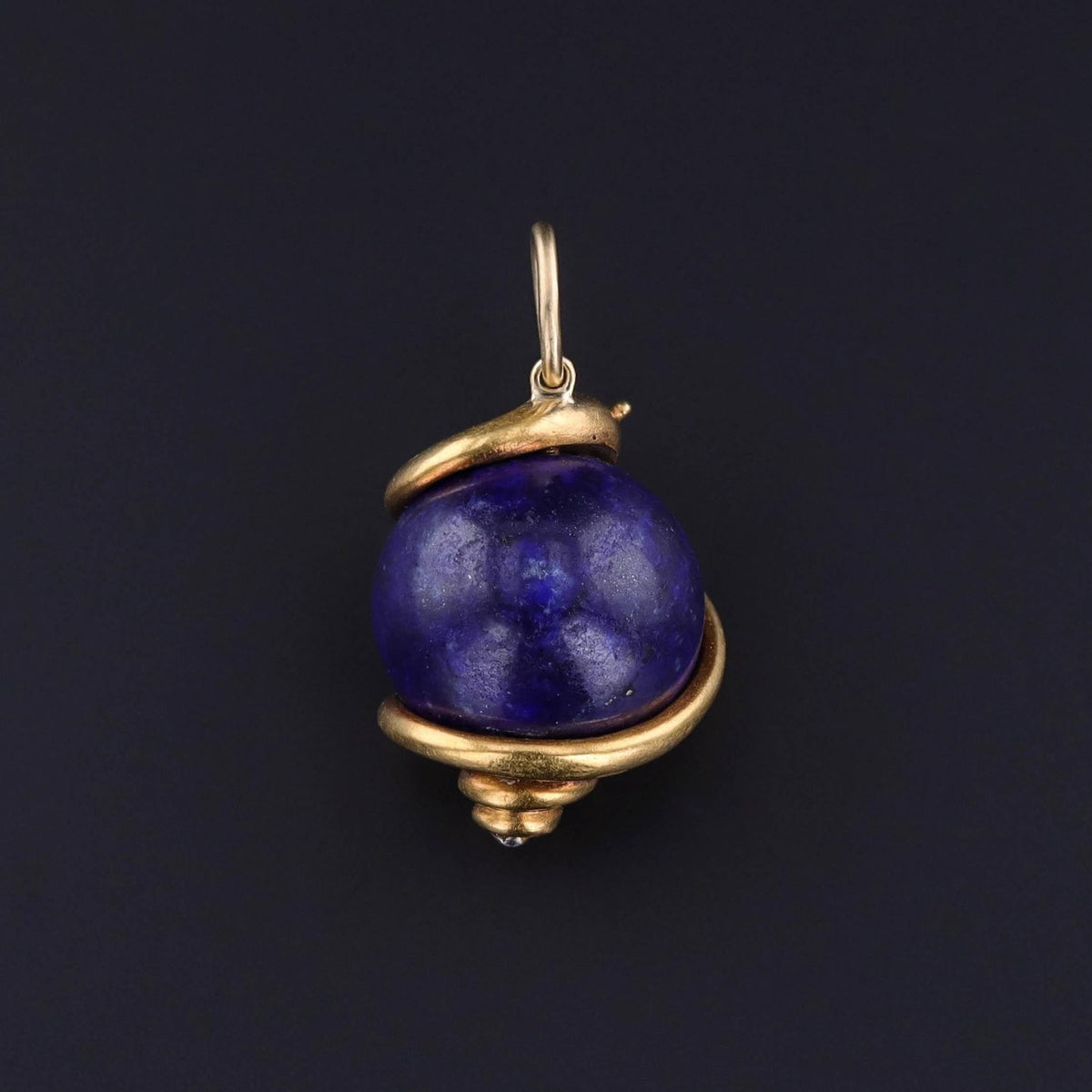 Antique Lapis Snake Pendant of 18k Gold - Trademark Antiques