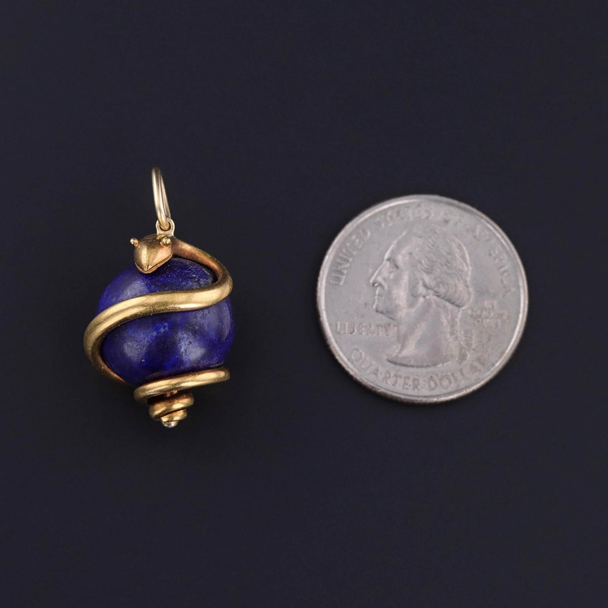 Antique Lapis Snake Pendant of 18k Gold - Trademark Antiques