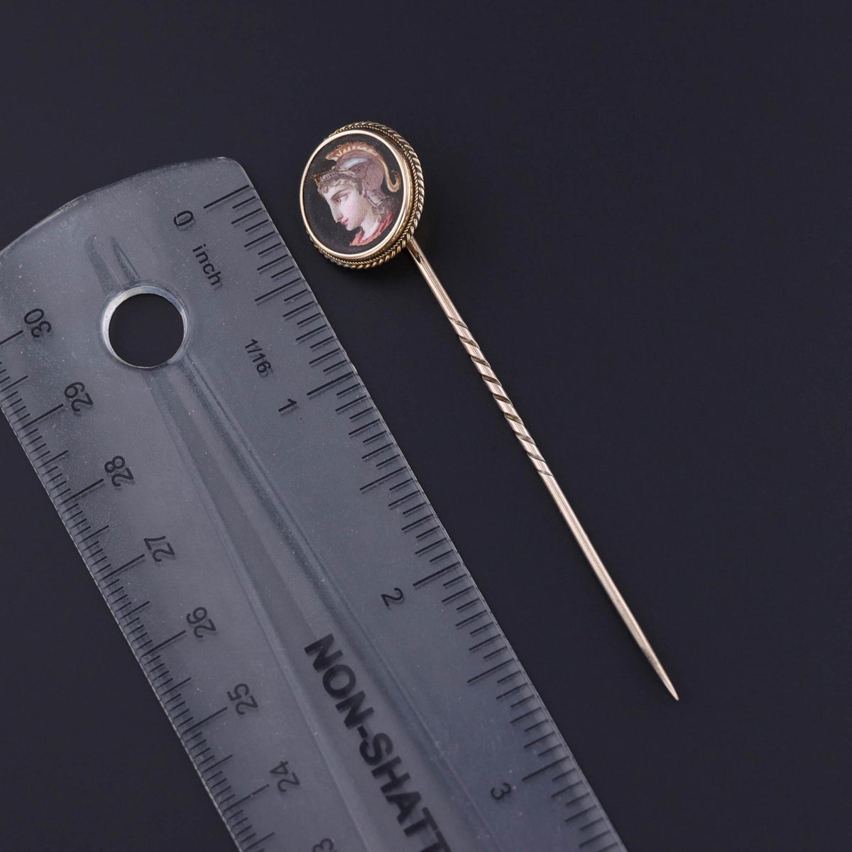 Antique Limoges Enamel Stickpin of 18k &amp; 9ct Gold - Trademark Antiques