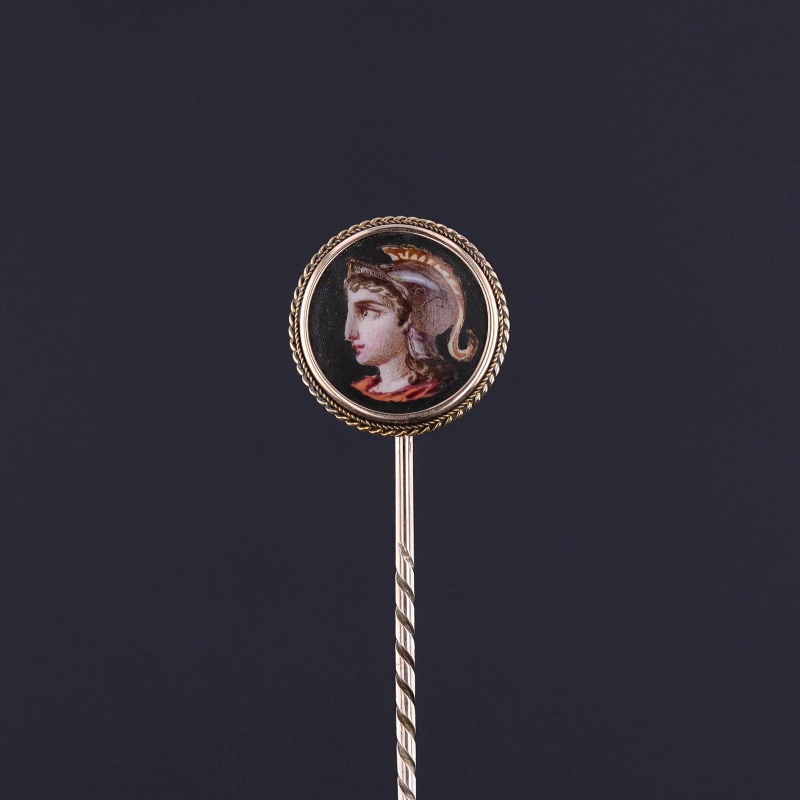 Antique Limoges Enamel Stickpin of 18k & 9ct Gold - Trademark Antiques