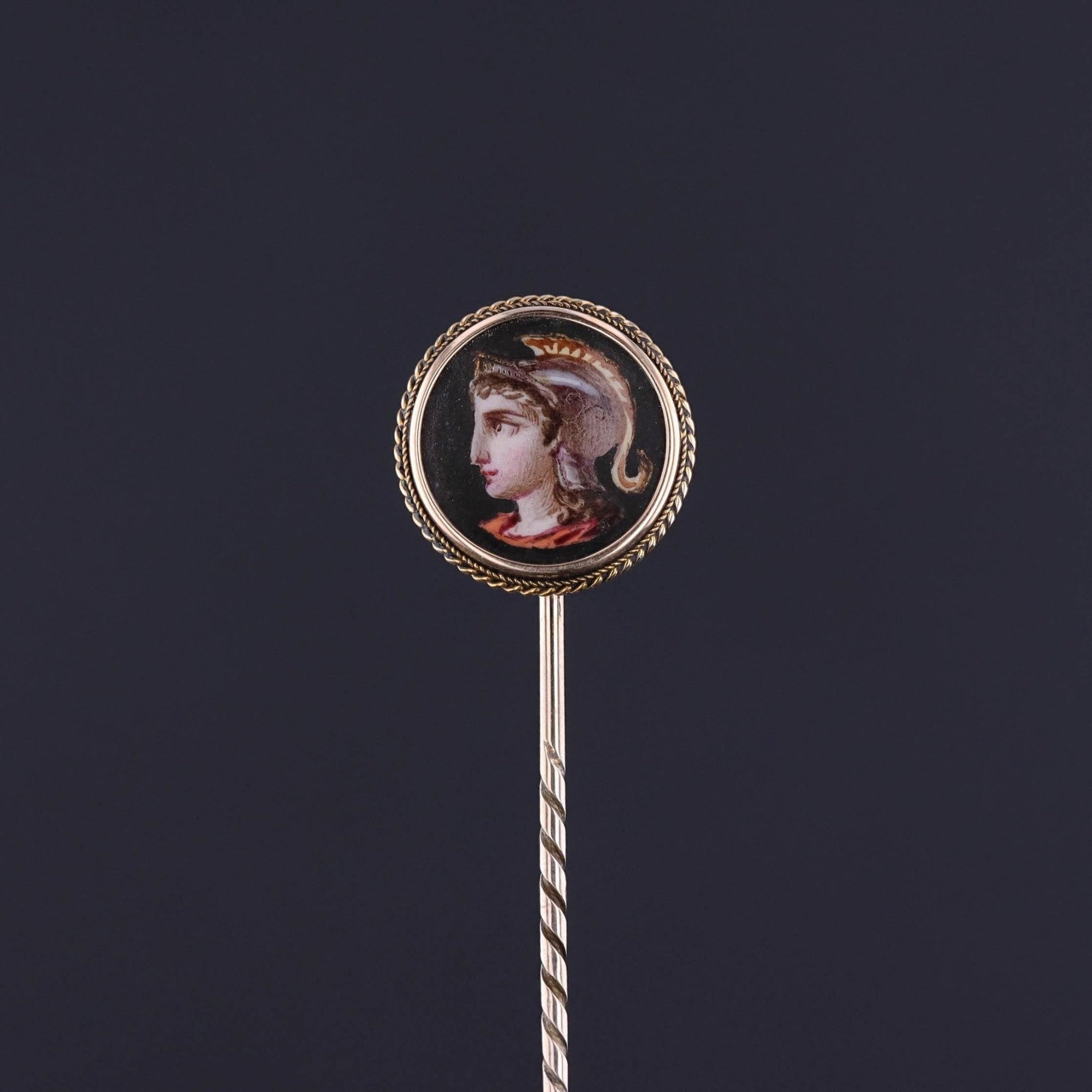 Antique Limoges Enamel Stickpin of 18k & 9ct Gold - Trademark Antiques