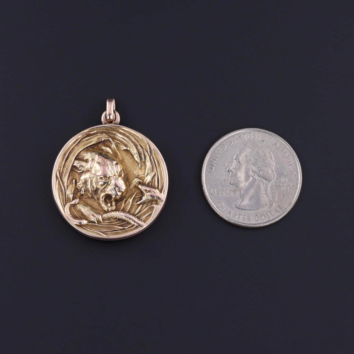 Antique Lion and Snake Locket of 10k Gold - Trademark Antiques