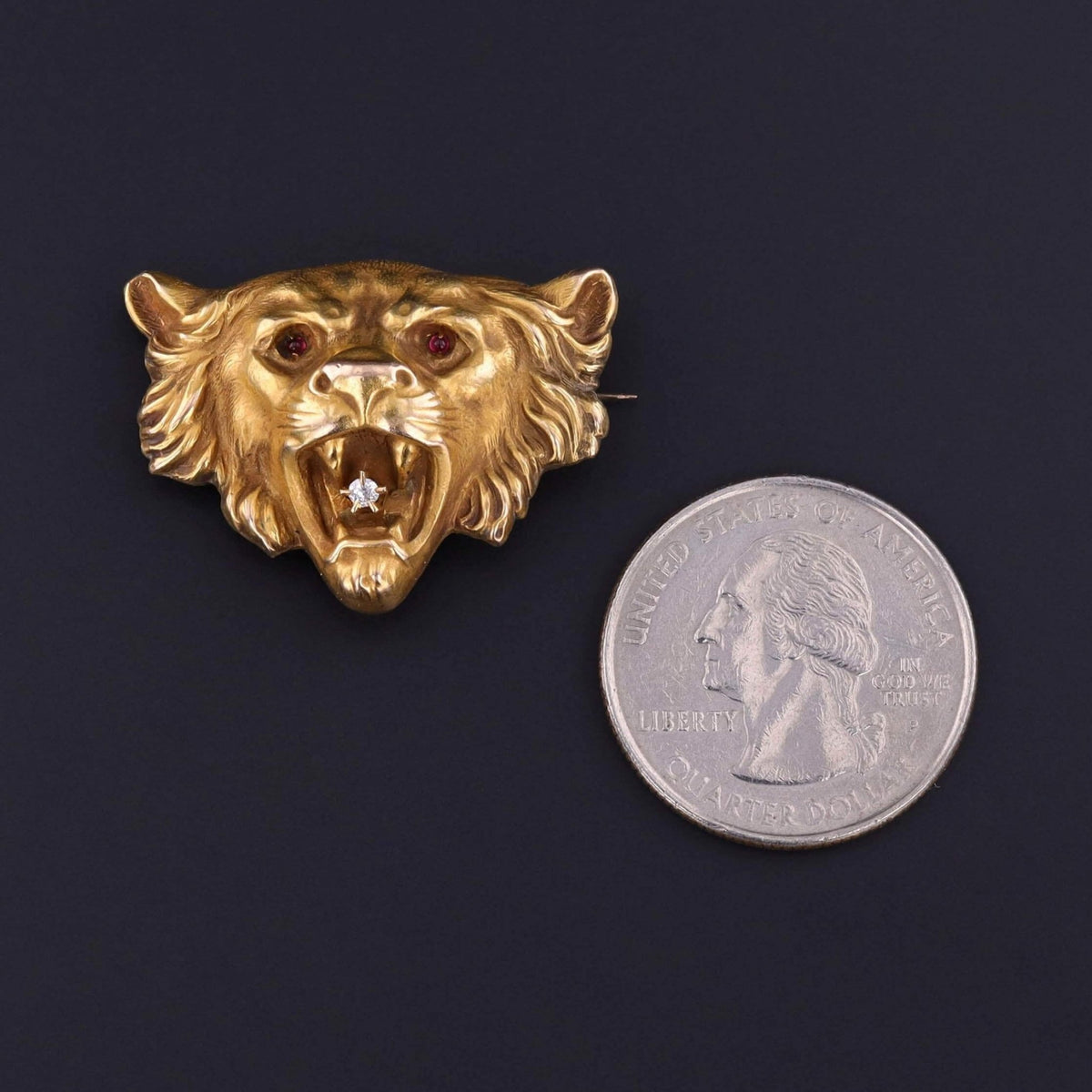 Antique Lion Brooch of 10k Gold - Trademark Antiques