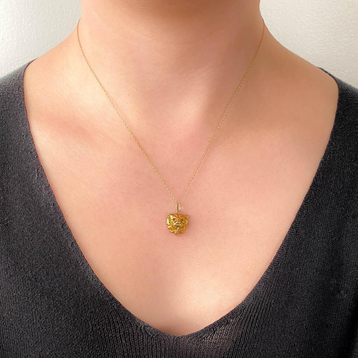 Antique Lion Charm of 10k Gold - Trademark Antiques