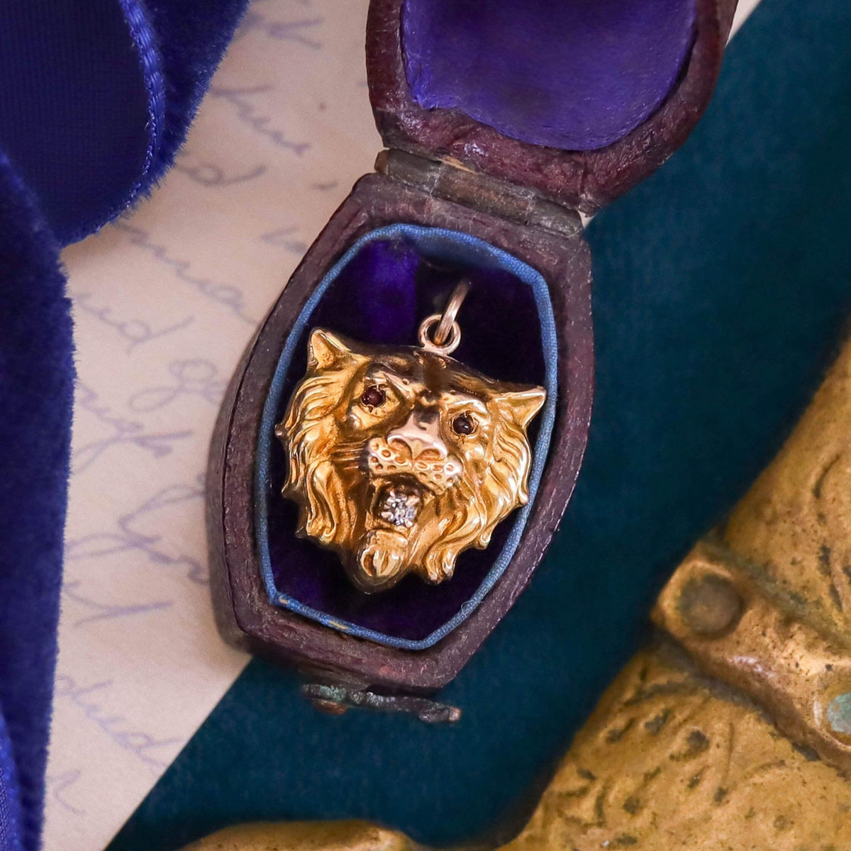 Antique Lion Charm of 10k Gold - Trademark Antiques