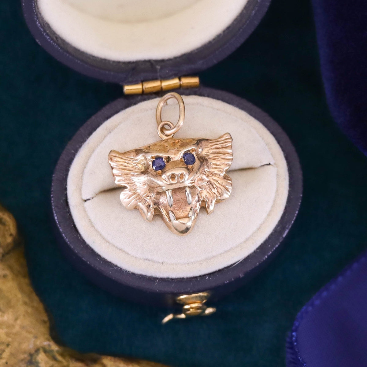 Antique Lion Charm of 14k Gold - Trademark Antiques