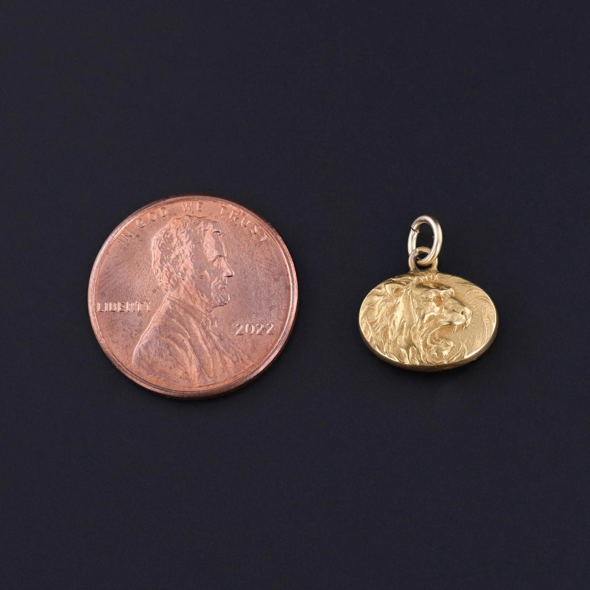 Antique Lion Charm of 14k Gold - Trademark Antiques