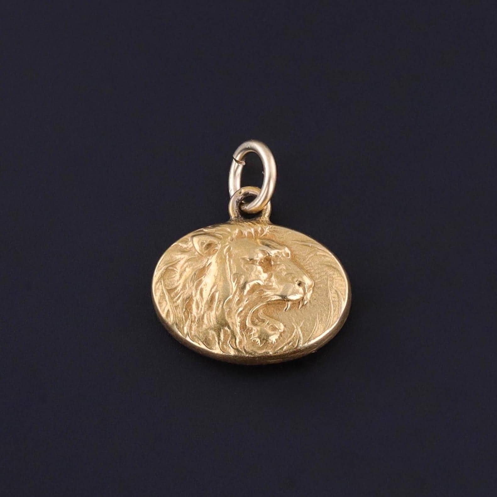 Antique Lion Charm of 14k Gold - Trademark Antiques
