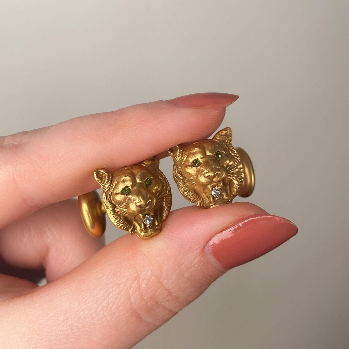 Antique Lion Cufflinks of 10k Gold - Trademark Antiques