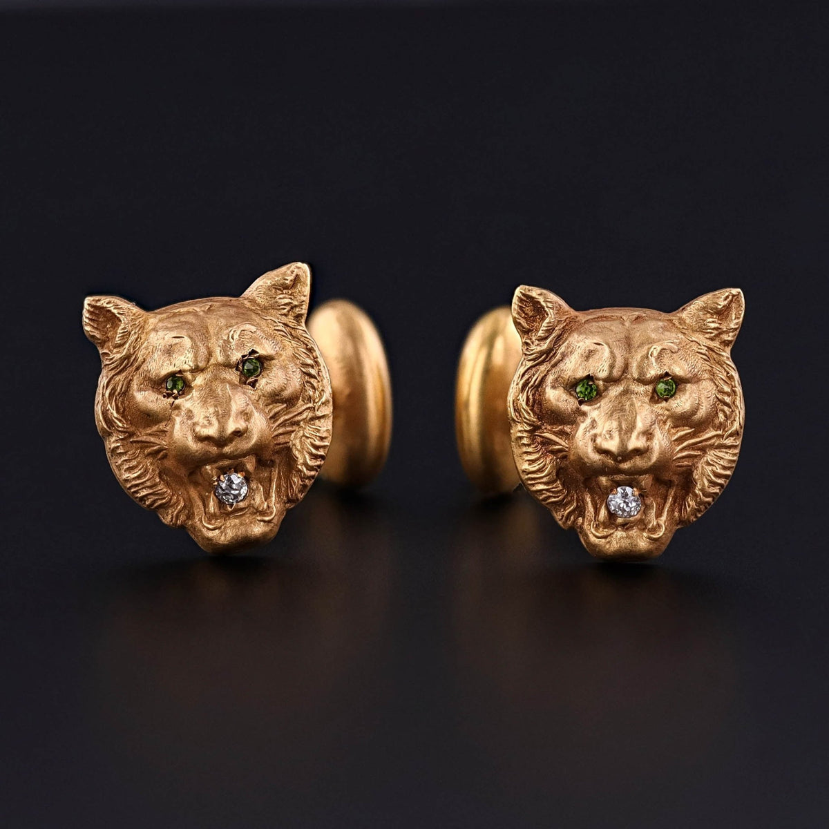 Antique Lion Cufflinks of 10k Gold - Trademark Antiques