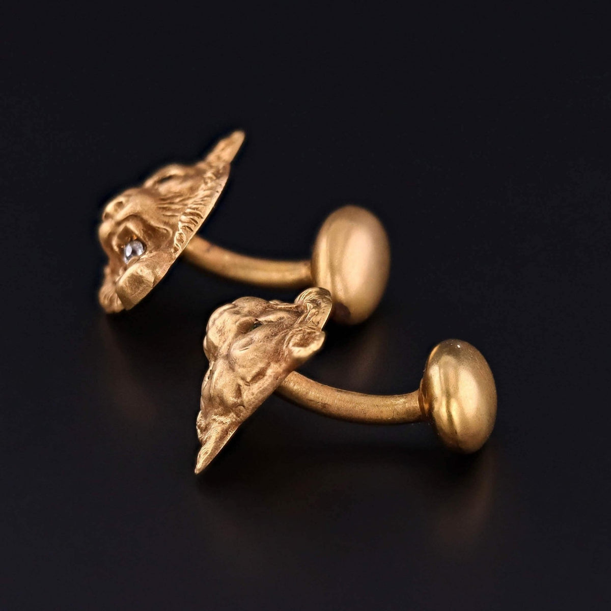 Antique Lion Cufflinks of 10k Gold - Trademark Antiques
