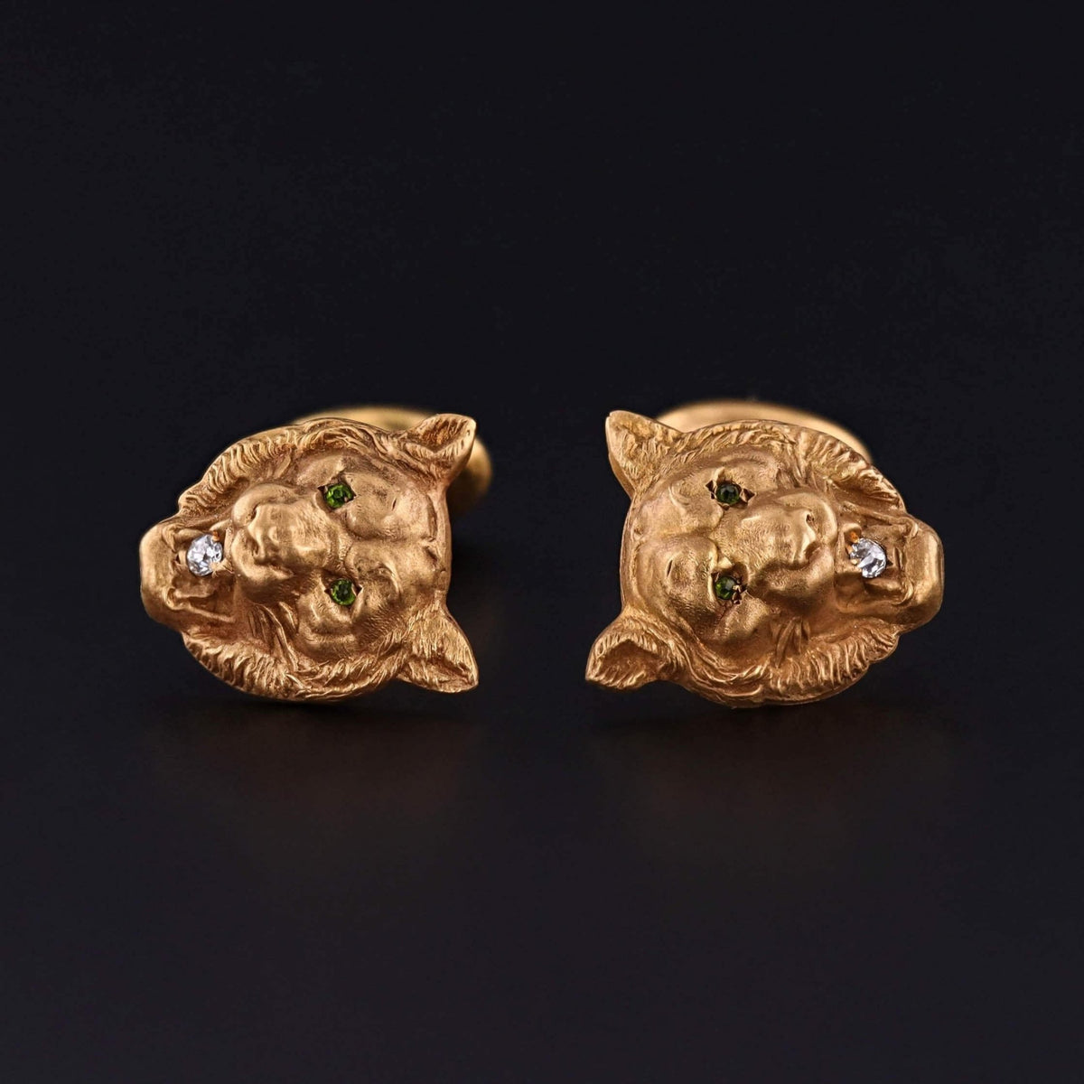 Antique Lion Cufflinks of 10k Gold - Trademark Antiques