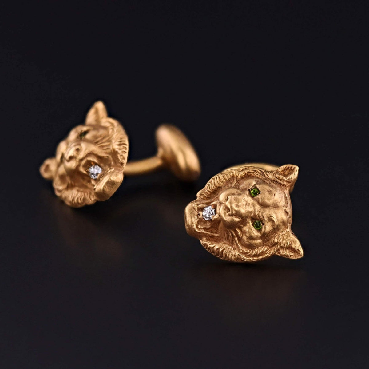 Antique Lion Cufflinks of 10k Gold - Trademark Antiques