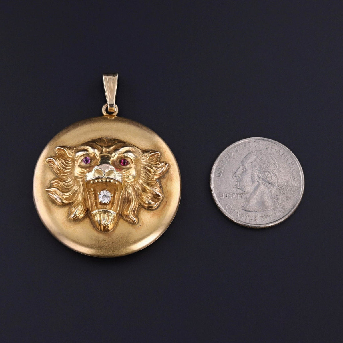 Antique Lion Locket of 10k Gold - Trademark Antiques