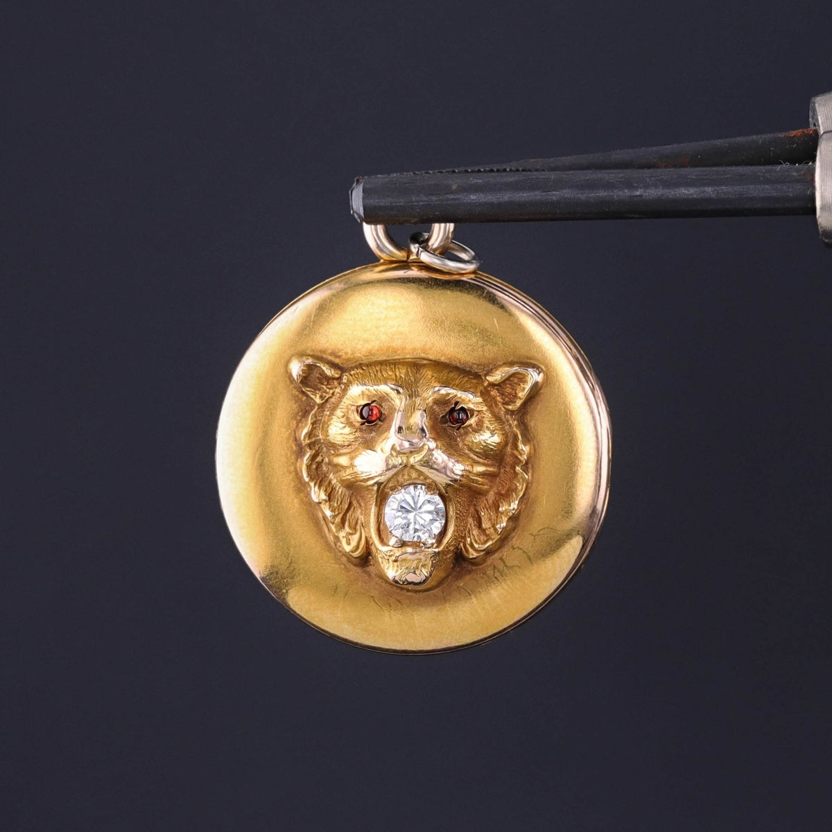 Antique Lion Locket of 10k Gold - Trademark Antiques