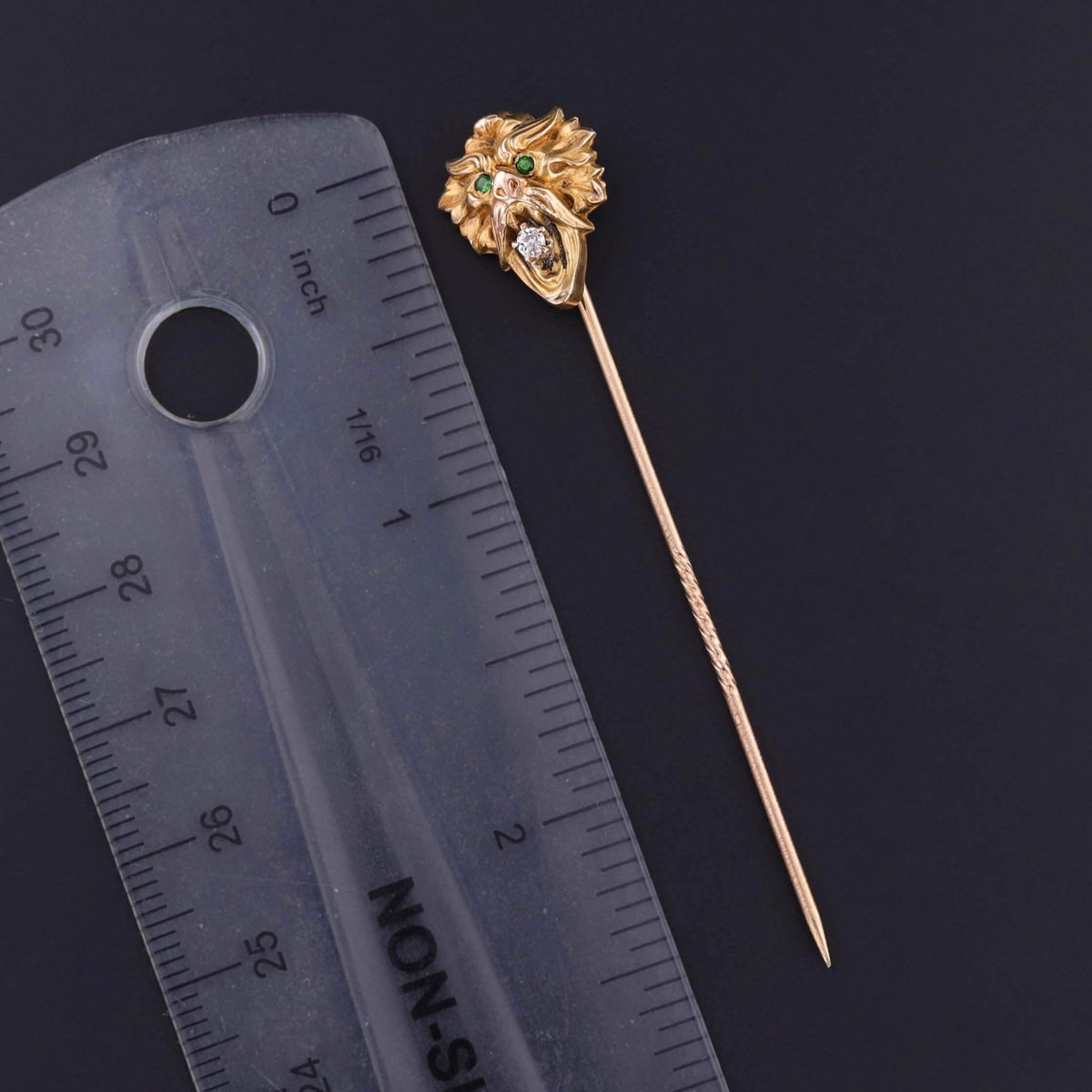 Antique Lion or Chimera Stickpin of 12k and 14k Gold - Trademark Antiques