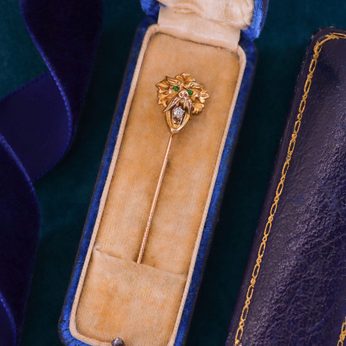 Antique Lion or Chimera Stickpin of 12k and 14k Gold - Trademark Antiques