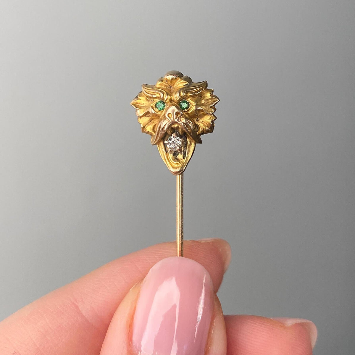 Antique Lion or Chimera Stickpin of 12k and 14k Gold - Trademark Antiques