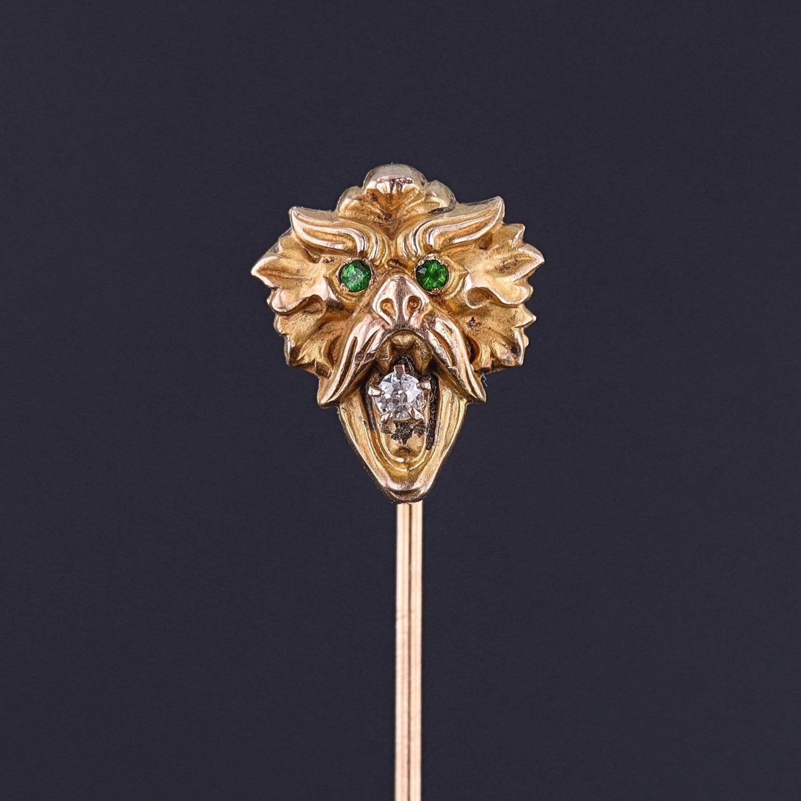 Antique Lion or Chimera Stickpin of 12k and 14k Gold - Trademark Antiques