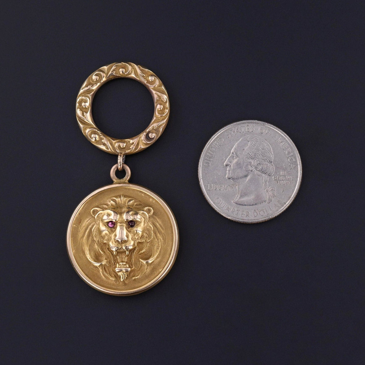 Antique Lion Pendant of 10k Gold - Trademark Antiques