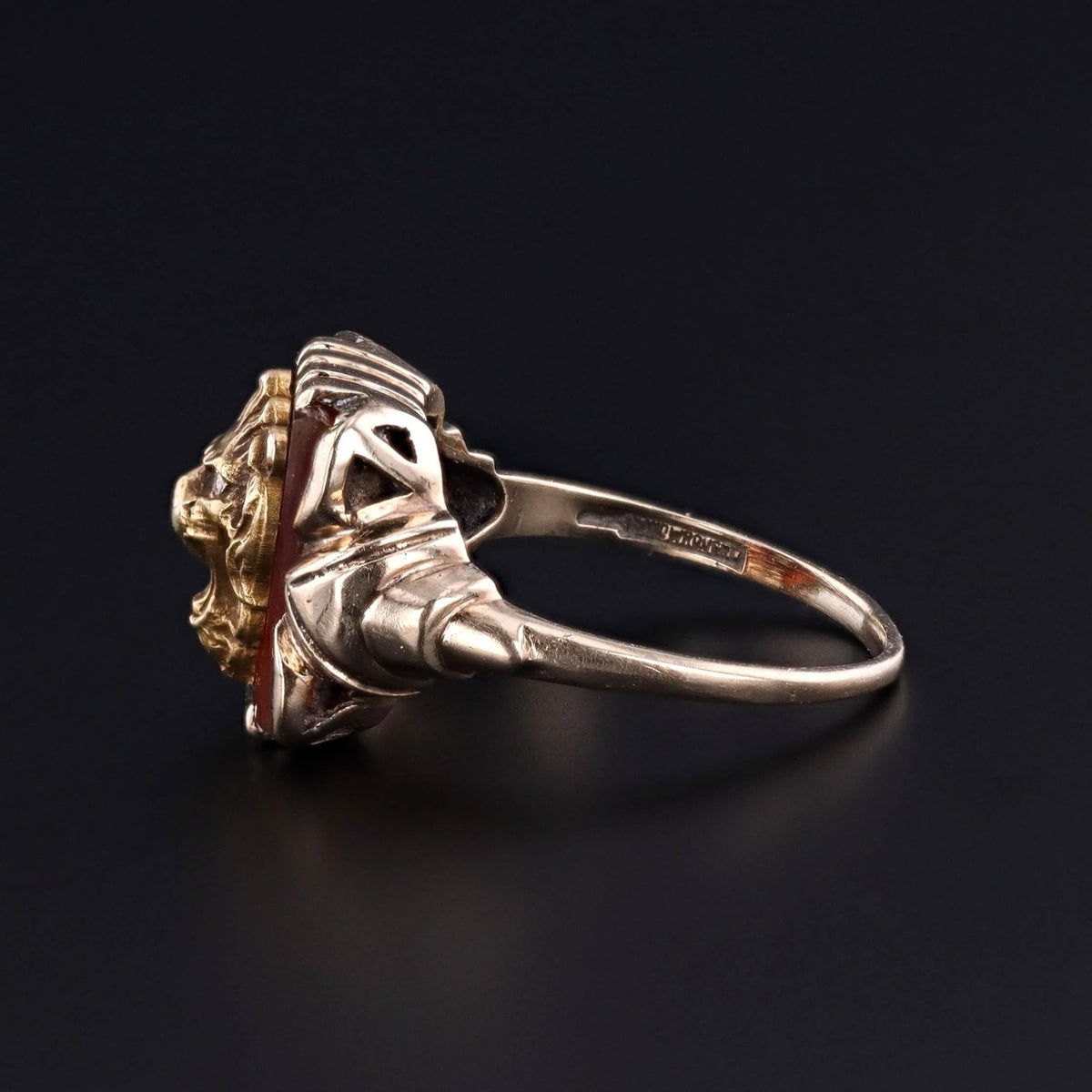 Antique Lion Ring of Carnelian &amp; 10k Gold - Trademark Antiques