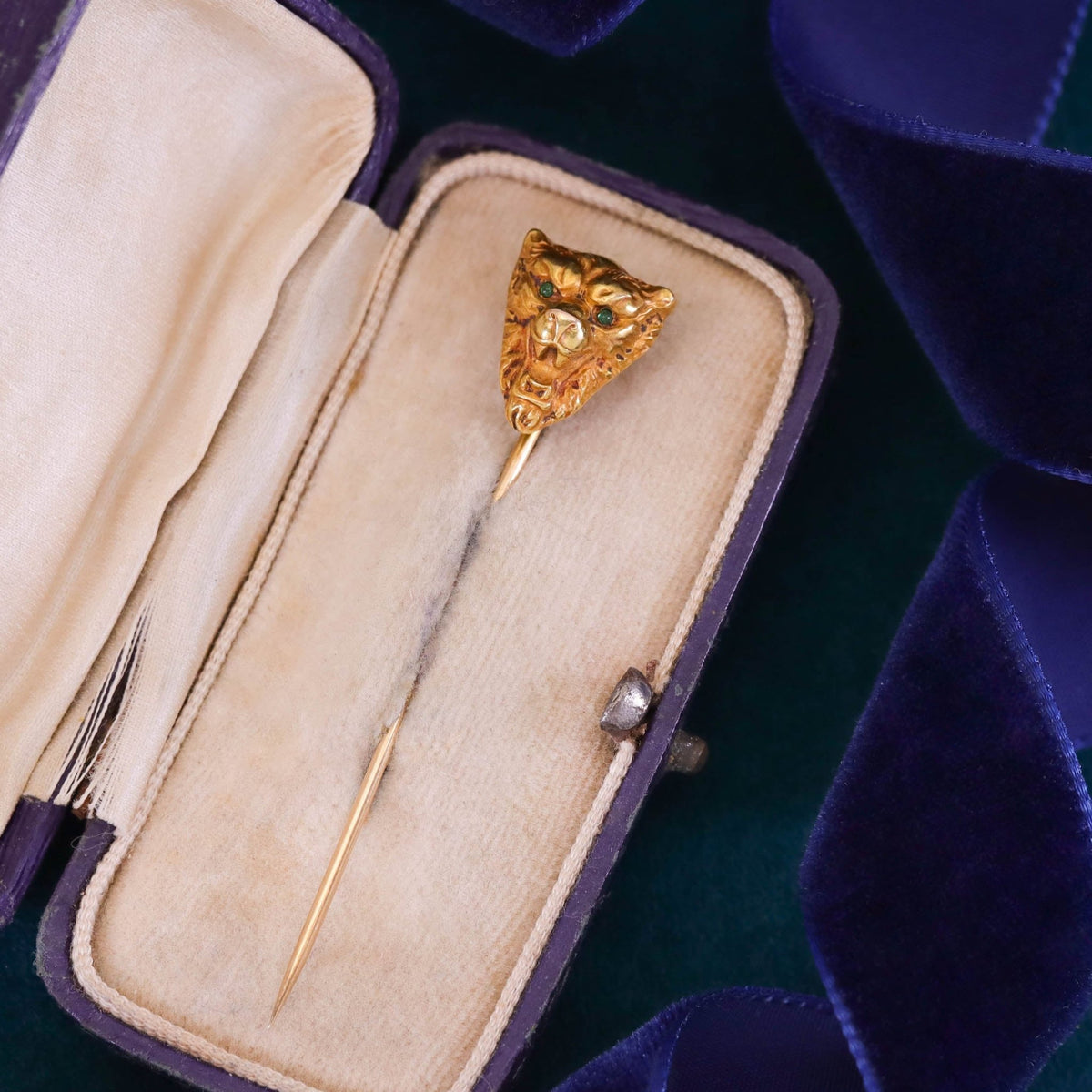 Antique Lion Stickpin of 14k Gold - Trademark Antiques