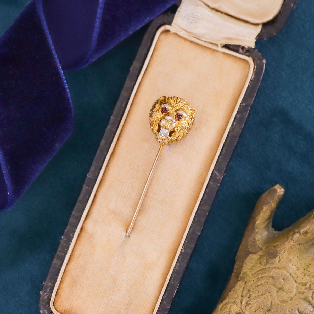 Antique Lion Stickpin of 14k Gold - Trademark Antiques