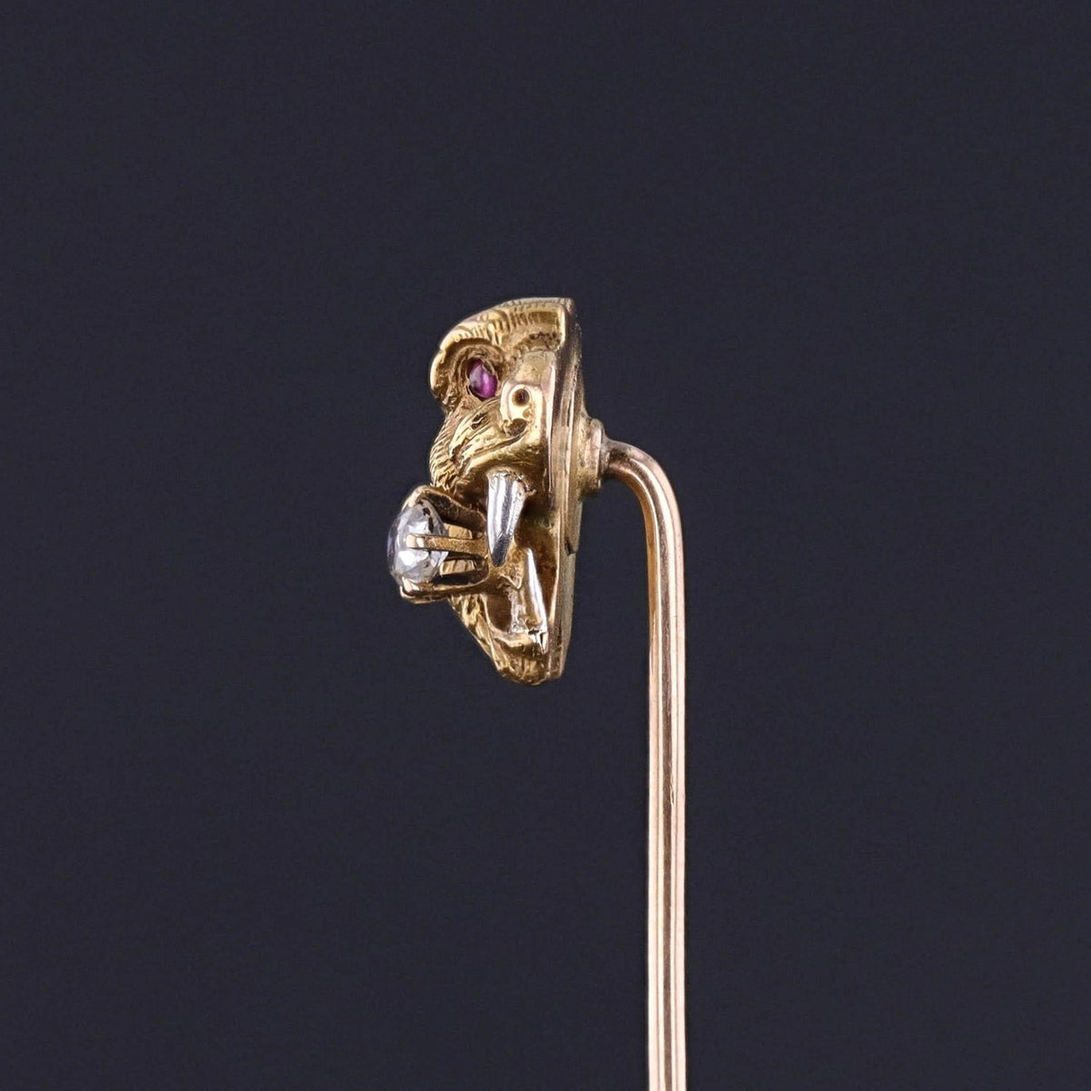 Antique Lioness Stickpin of 14k Gold - Trademark Antiques