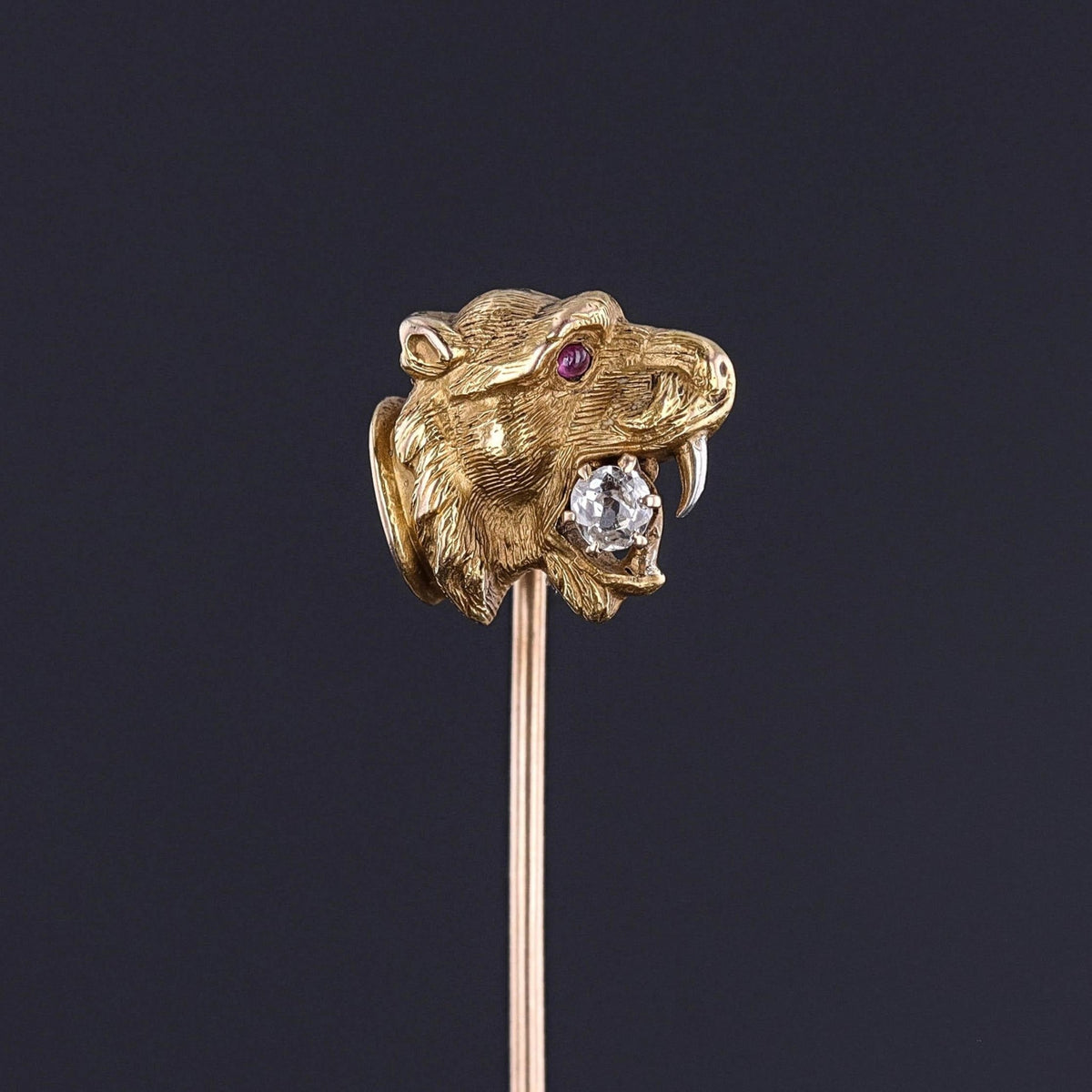 Antique Lioness Stickpin of 14k Gold - Trademark Antiques