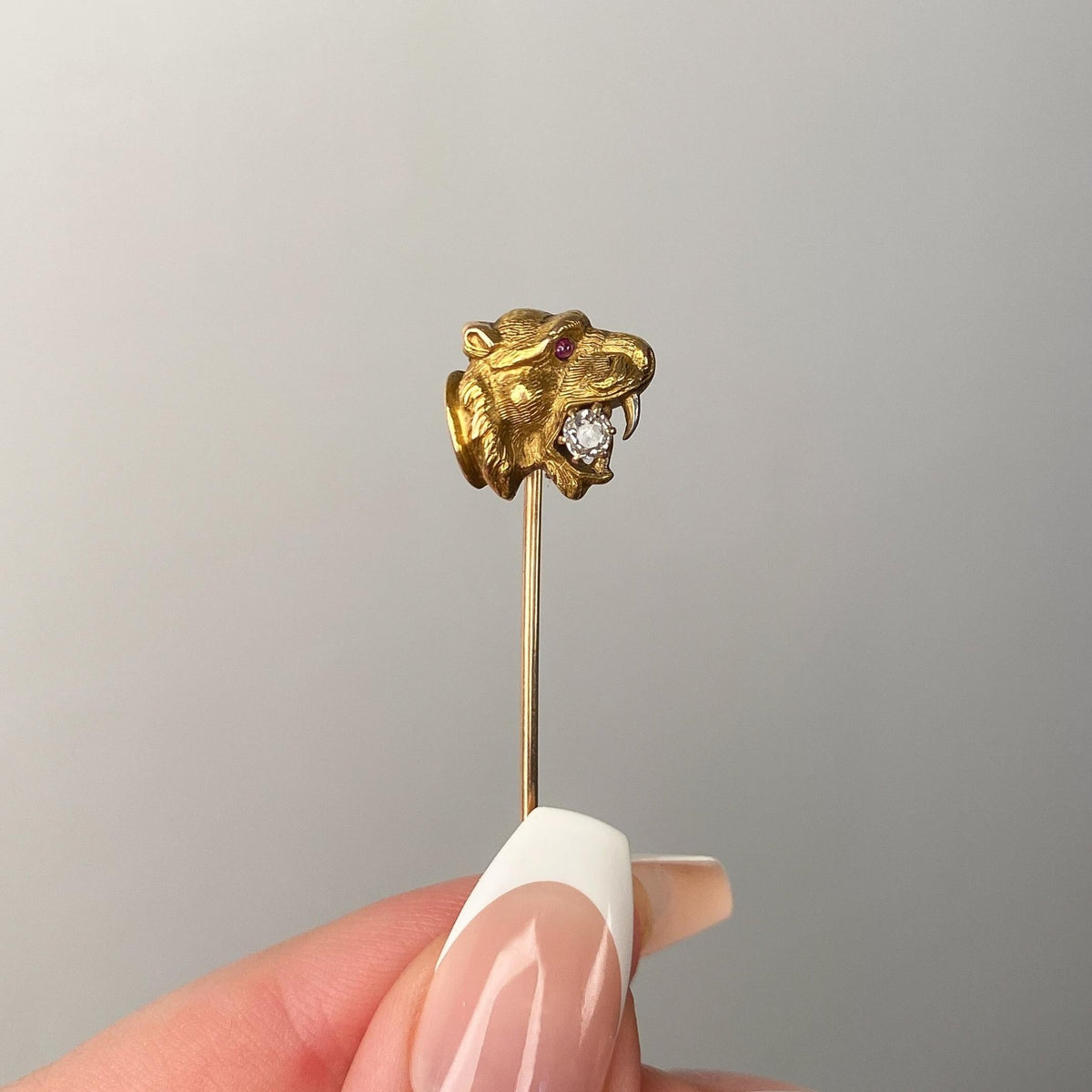Antique Lioness Stickpin of 14k Gold - Trademark Antiques