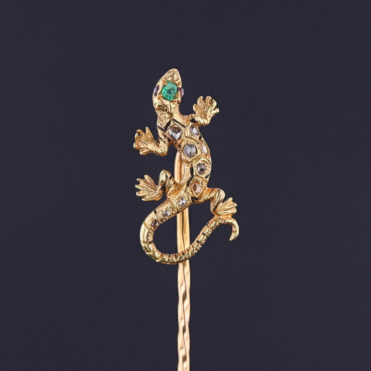 Antique Lizard Stickpin of 18k Gold - Trademark Antiques