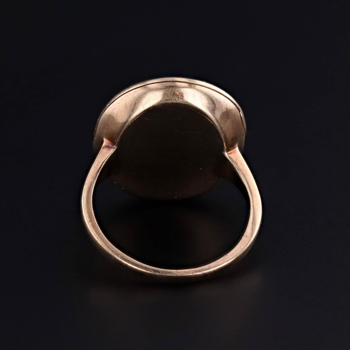 Antique Locket Ring of 10k Gold Onyx &amp; Diamond - Trademark Antiques