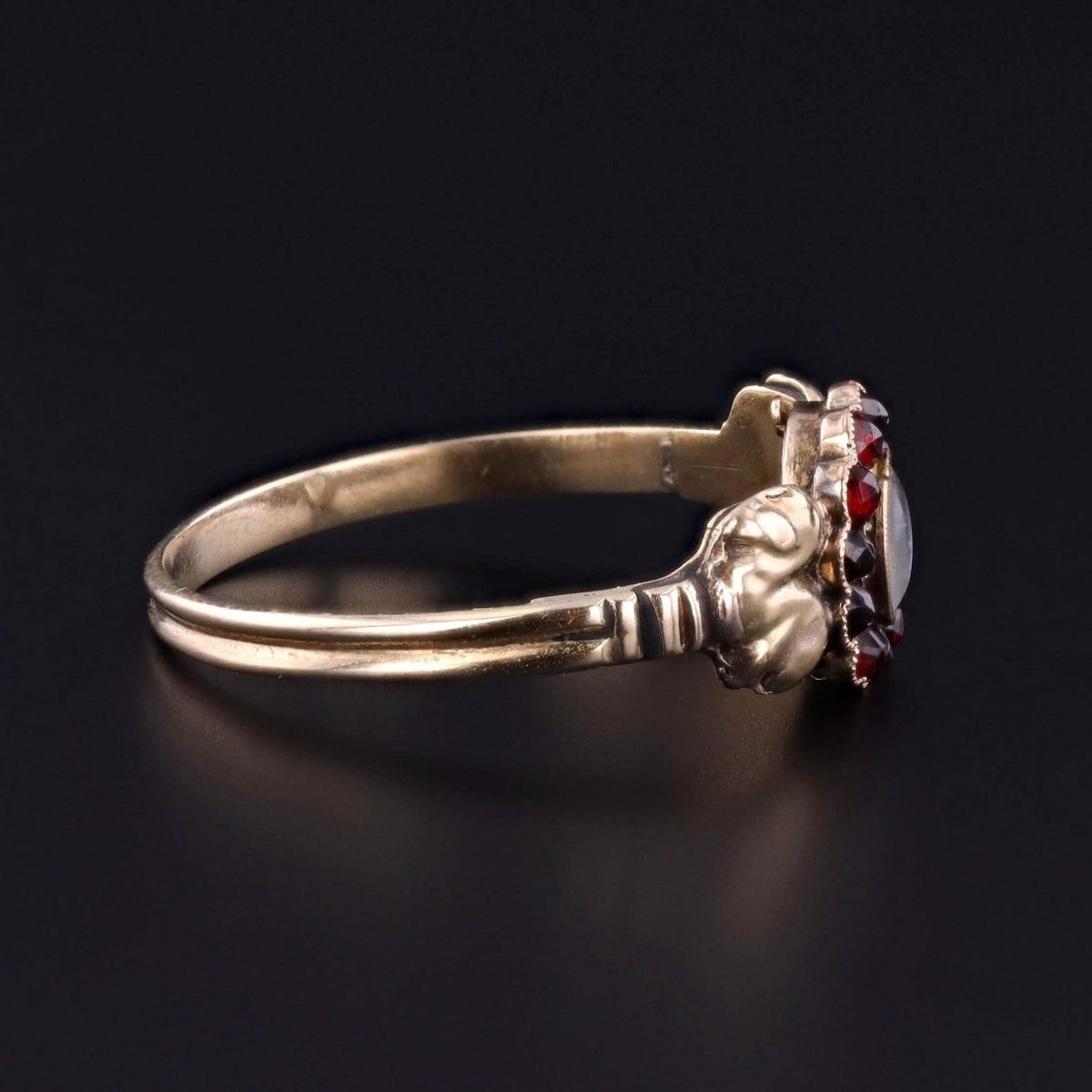 Antique Locket Ring of Garnet and 12k Gold - Trademark Antiques