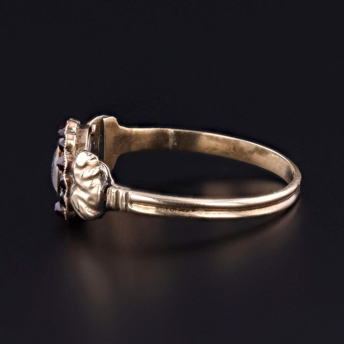 Antique Locket Ring of Garnet and 12k Gold - Trademark Antiques
