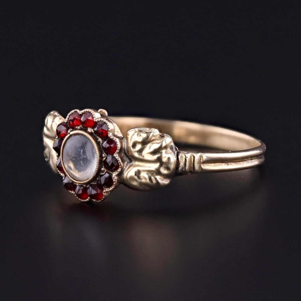 Antique Locket Ring of Garnet and 12k Gold - Trademark Antiques