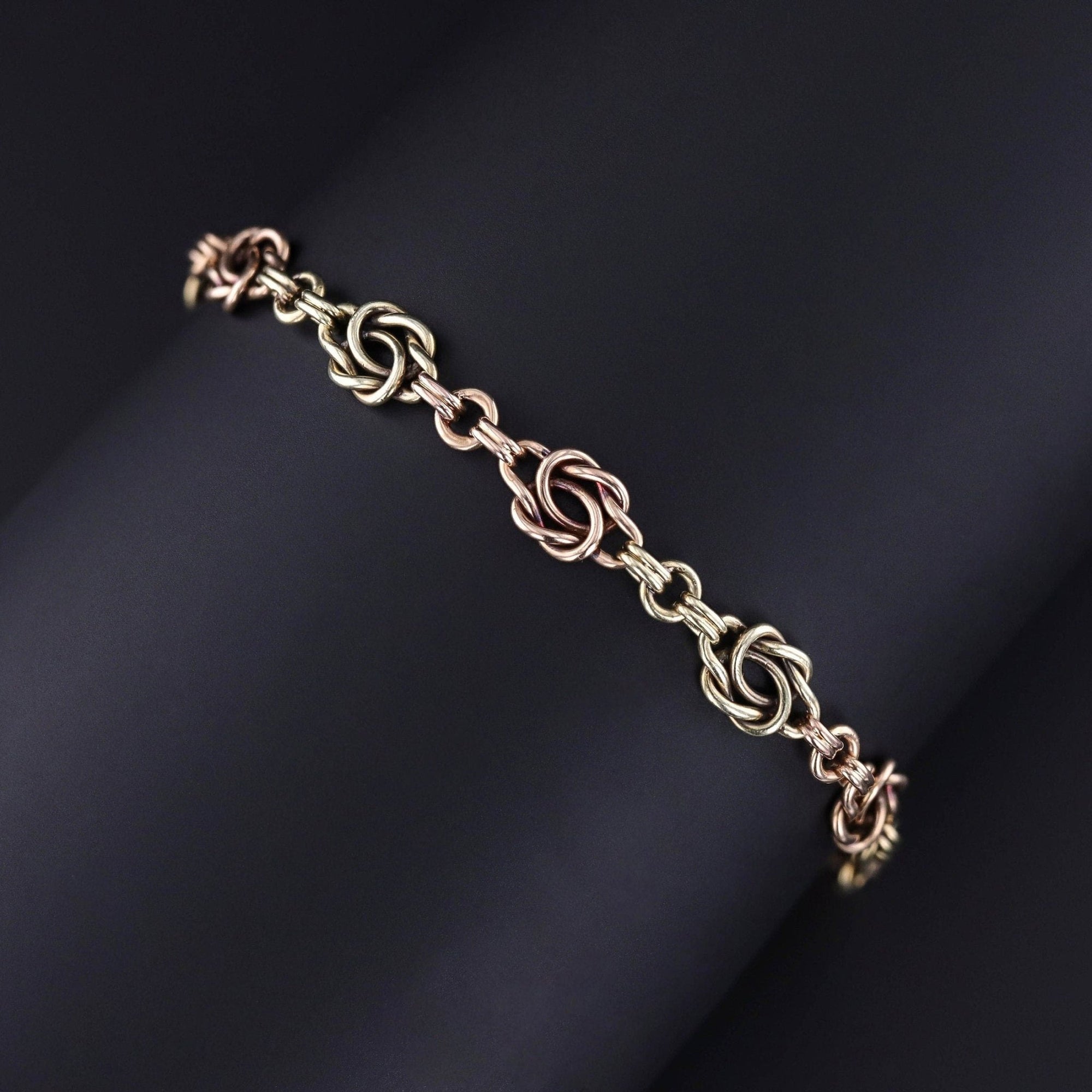 Antique Love Knot Bracelet of 14k Rose & Green Gold - Trademark Antiques