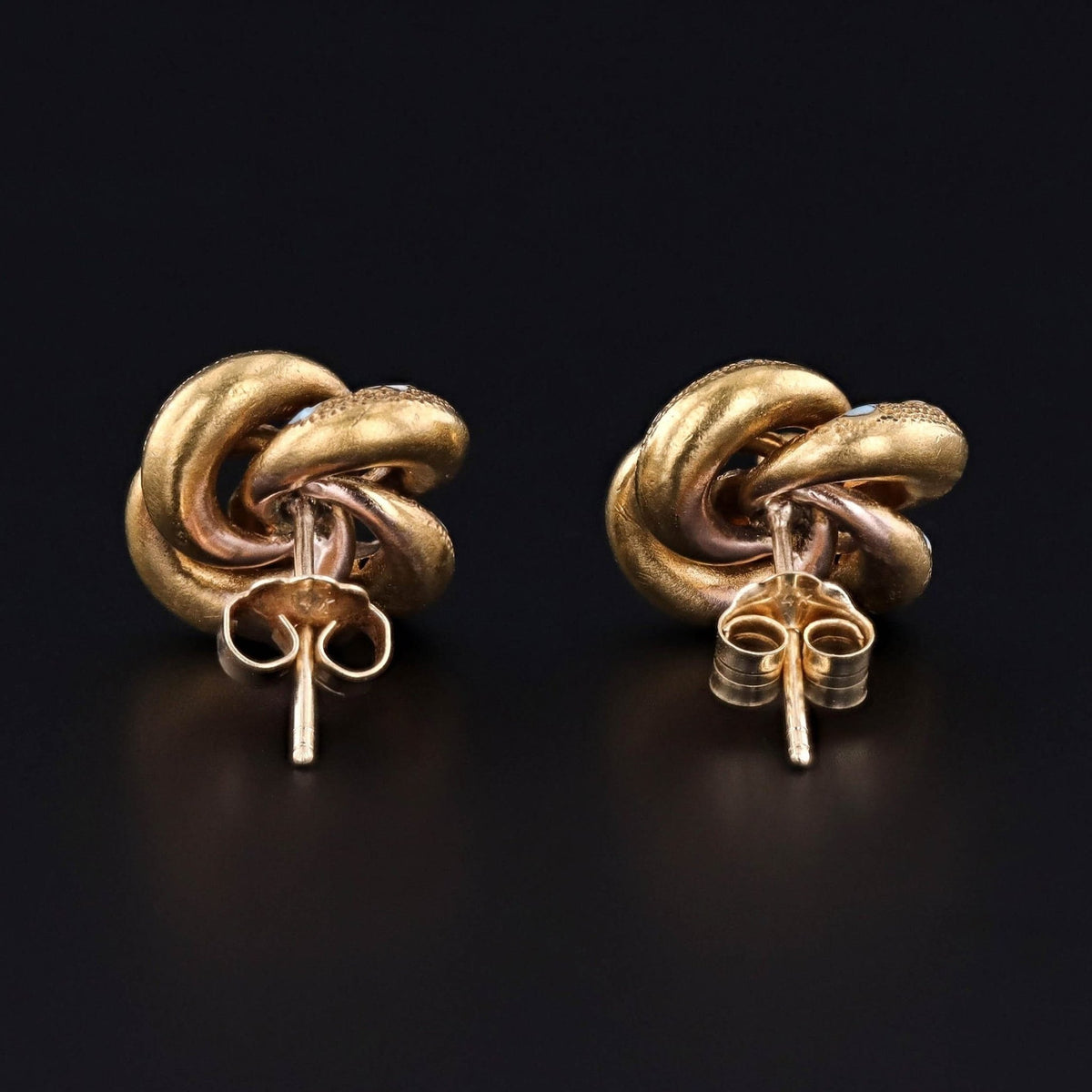 Antique Love Knot Earrings of 14k Gold - Trademark Antiques