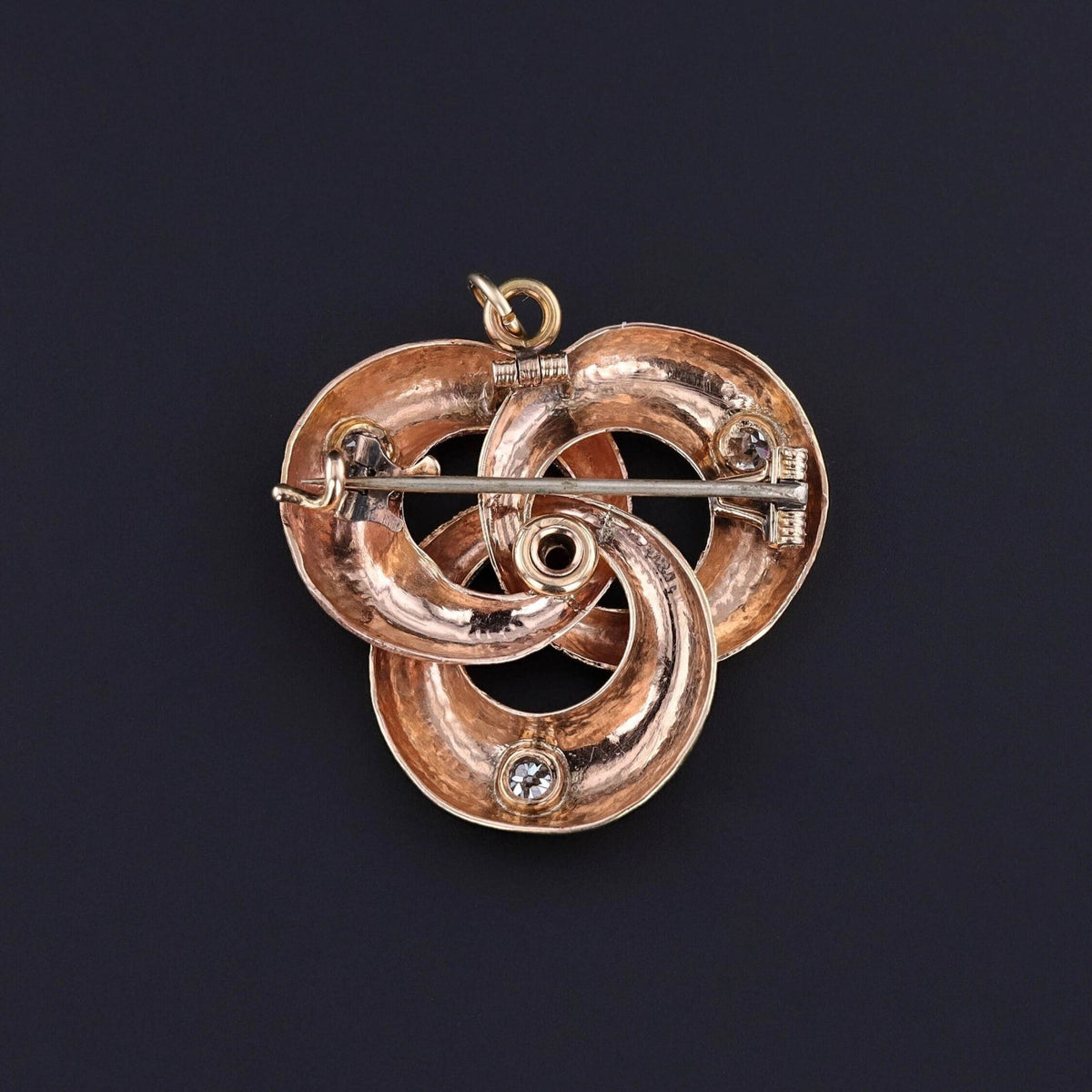 Antique Love Knot Pendant Brooch of Tri Color Gold - Trademark Antiques