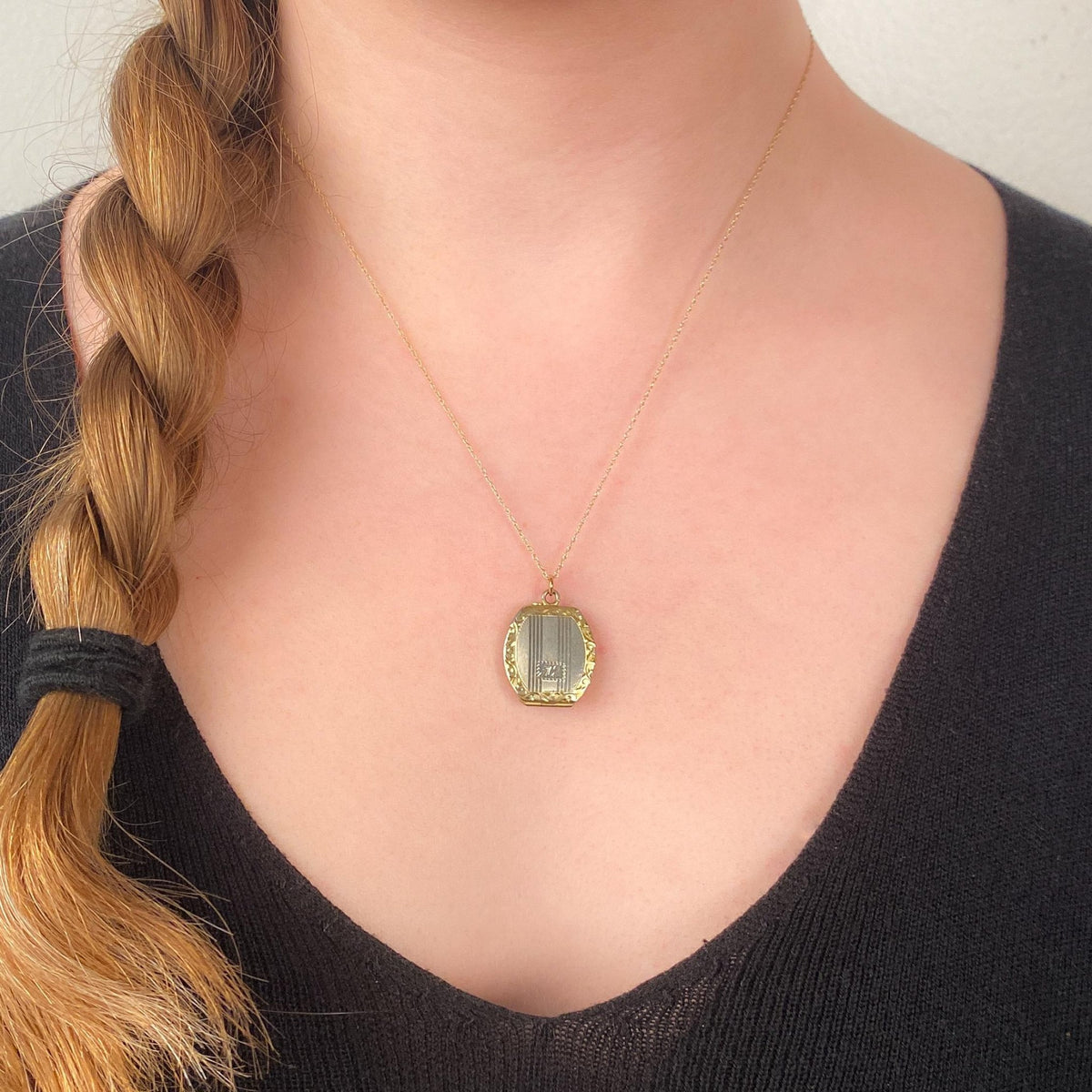 Antique Machine Engraved Locket of 10k Gold - Trademark Antiques