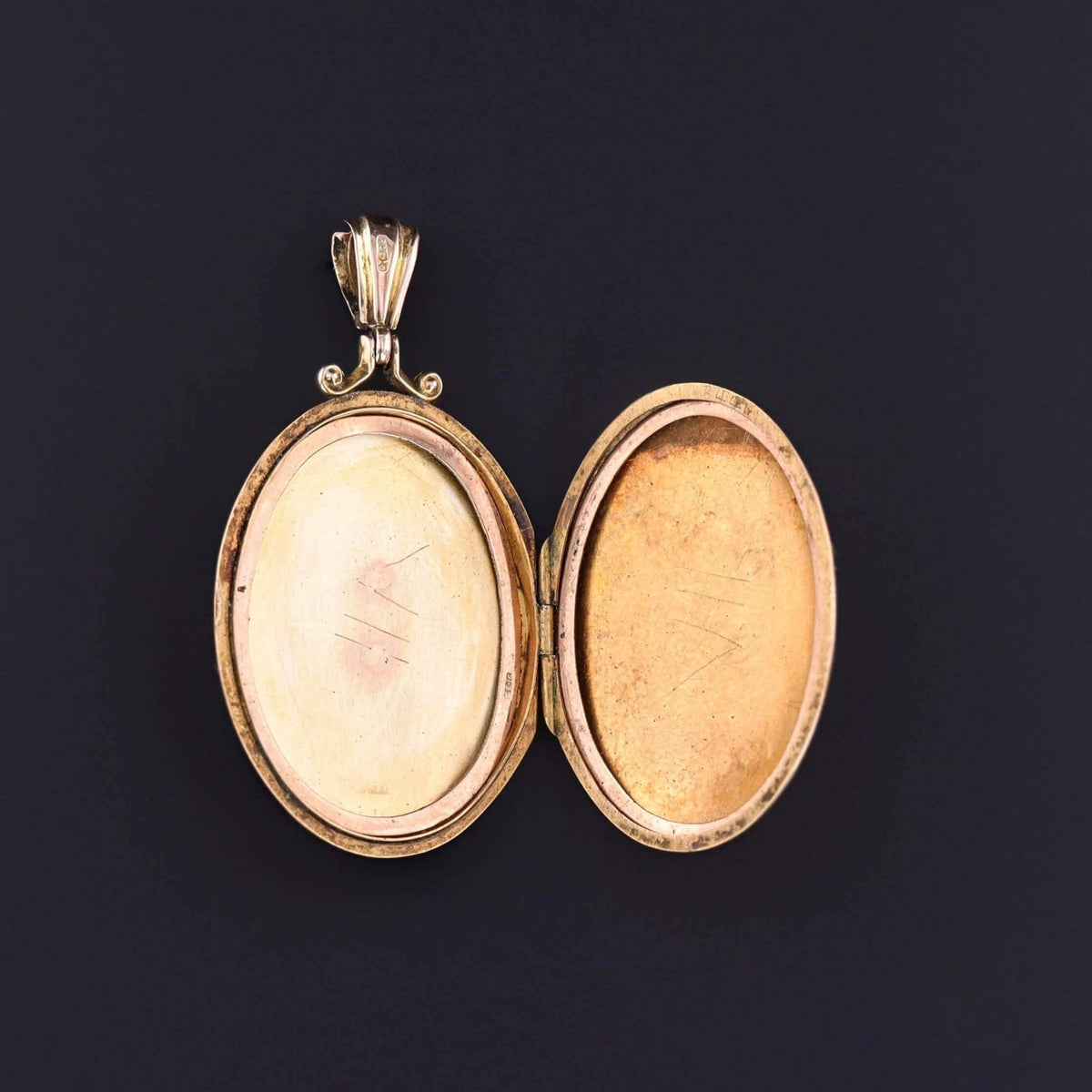 Antique Man in Moon Moonstone Locket of 9k and 10k Gold - Trademark Antiques