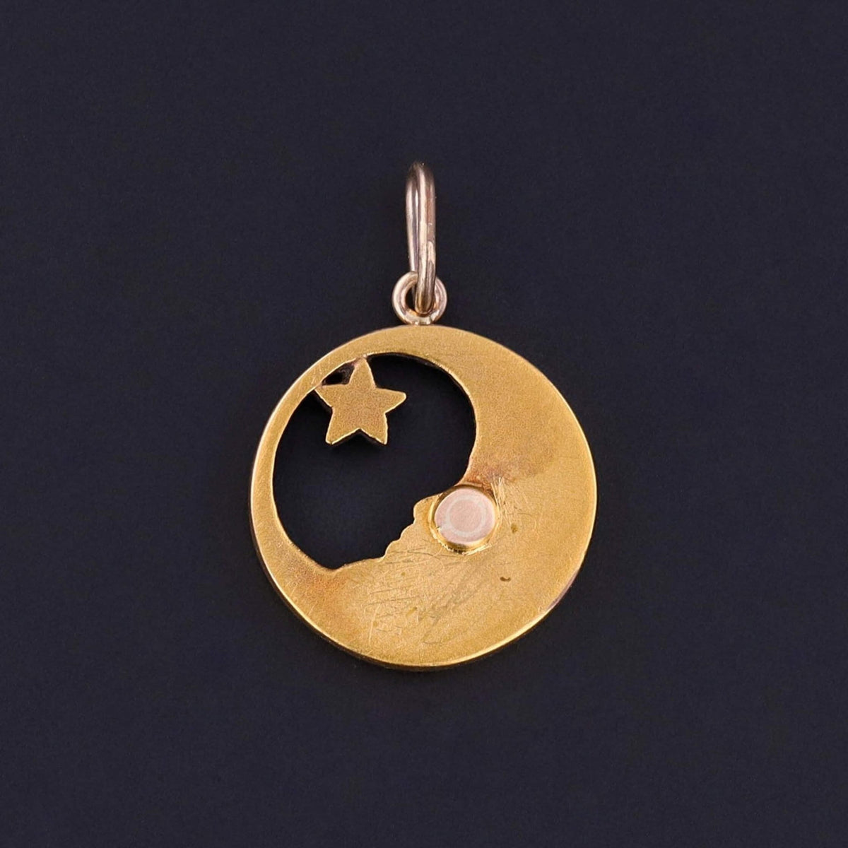Antique Man - in - the - Moon Charm of 10k Gold - Trademark Antiques