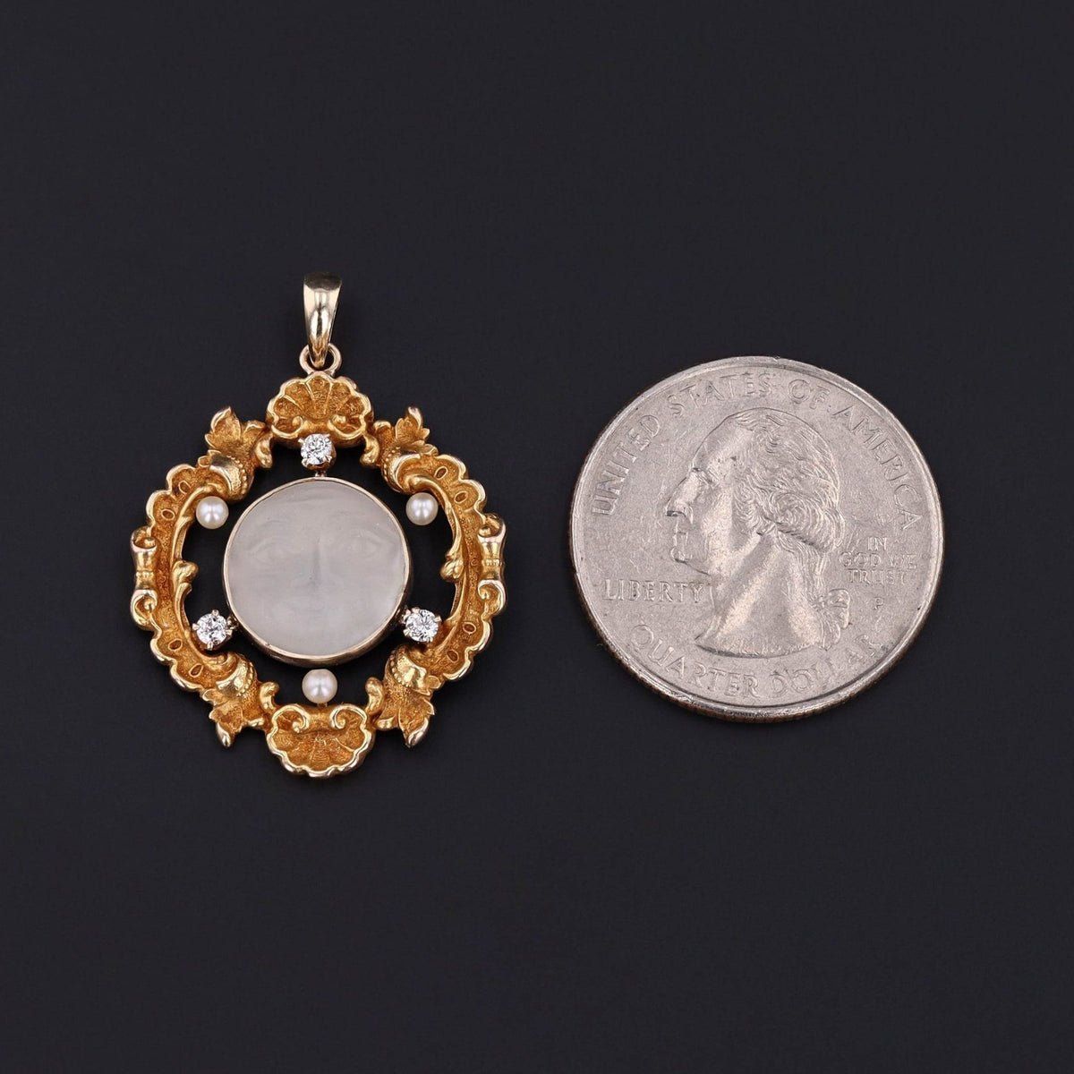 Antique Man in the Moon Conversion Pendant of 14k Gold - Trademark Antiques