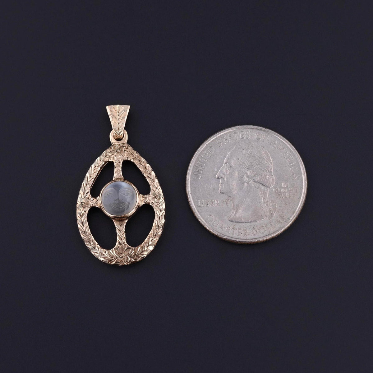 Antique Man in the Moon Pendant of 10k Gold - Trademark Antiques