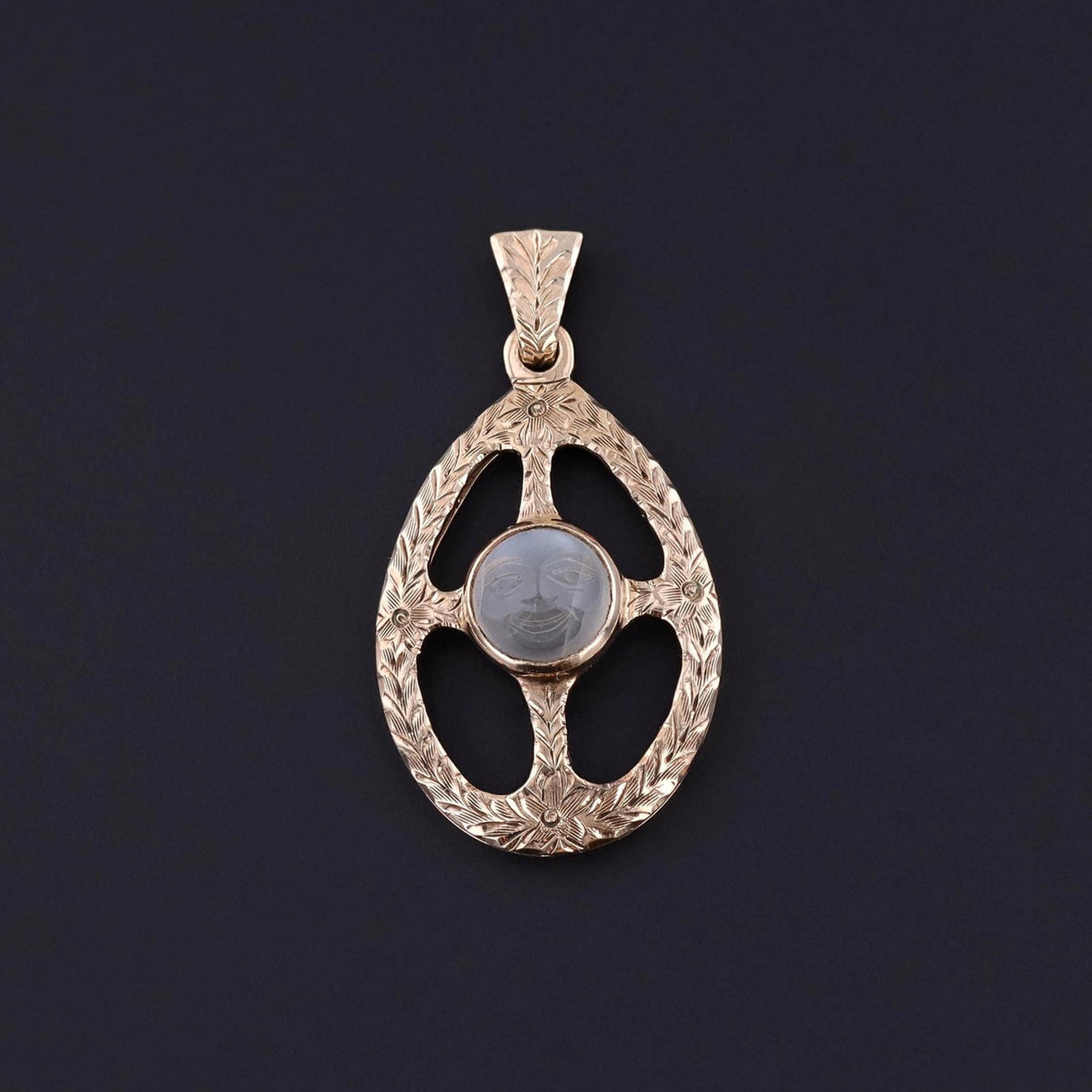 Antique Man in the Moon Pendant of 10k Gold - Trademark Antiques