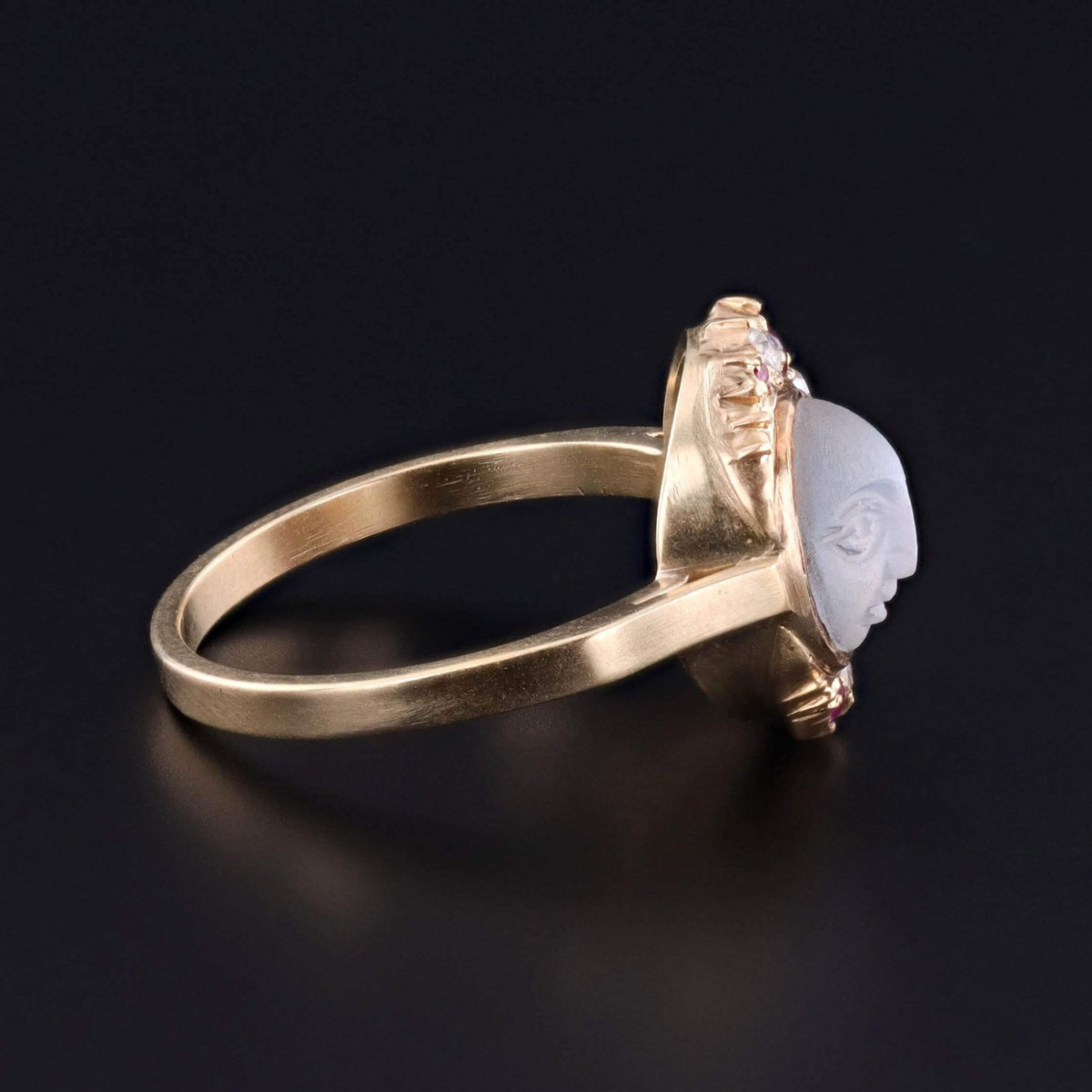Antique Man - in - the - Moon Ring of 14k Gold - Trademark Antiques
