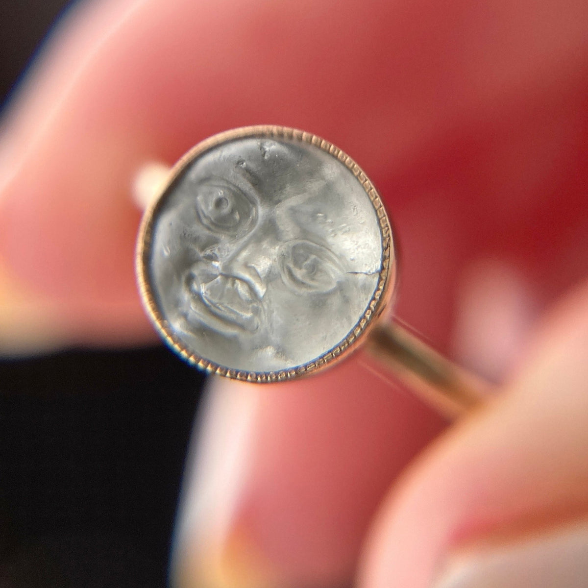 Antique Man in the Moon Ring of 14k Gold - Trademark Antiques